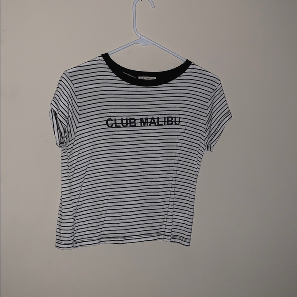 cropped black and white striped club malibu top